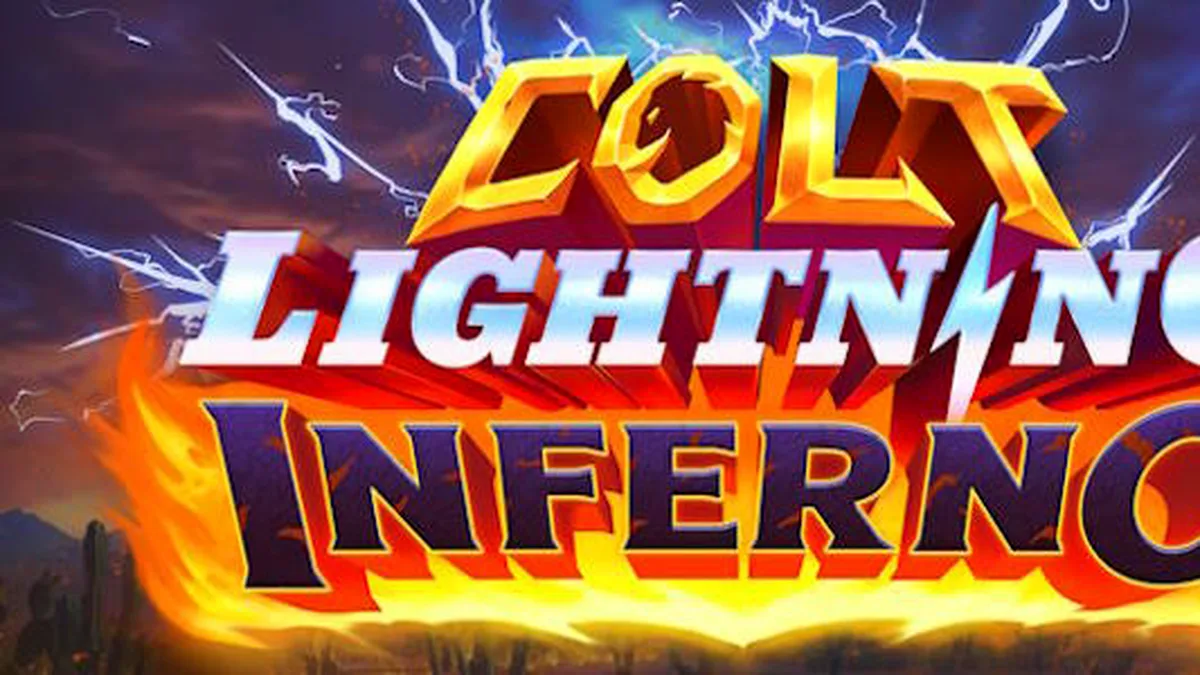 Visual dramatis dari Colt Lightning Inferno dengan efek api dan petir yang membara di layar slot.